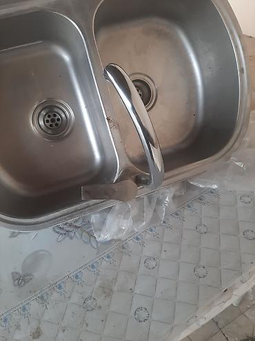 Santexnika: Mətbəx üçün ikigözlü paslanmayan poladdan lavabo və qarışdırıcı kran — 3