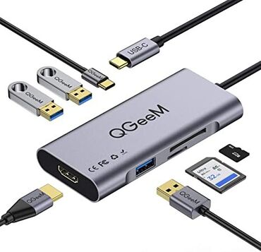 air 2018: Концентратор USB C, адаптер HDMI, концентратор QGeeM 7 в 1, тип C к
