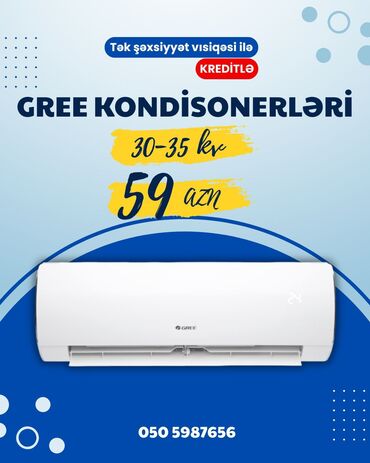 бу кондиционер купить: Kondisioner Gree, Yeni, 30-35 kv. m, Split sistem, Kredit var