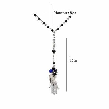 Серьги: Ожерелье "Рука Фатимы", длина цепочки 62 см, длина самой подвески 14