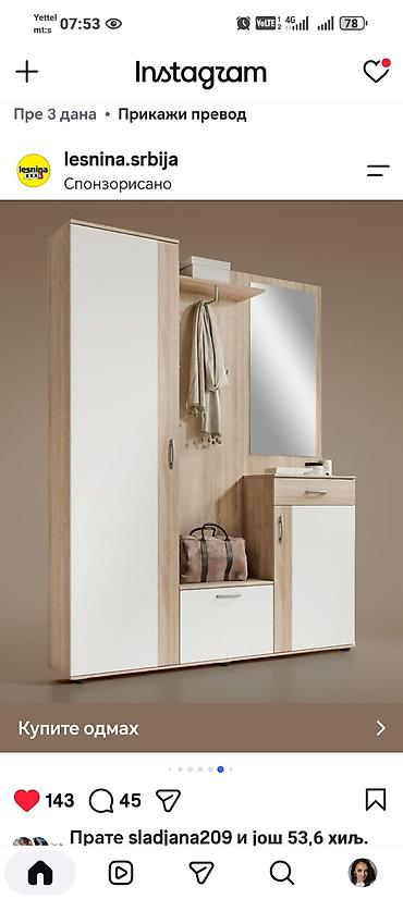 ikea ormari za sobu: Predsoblje sa ogledalom,v185 š145 d35cm, ima više odeljaka za obuću — 1