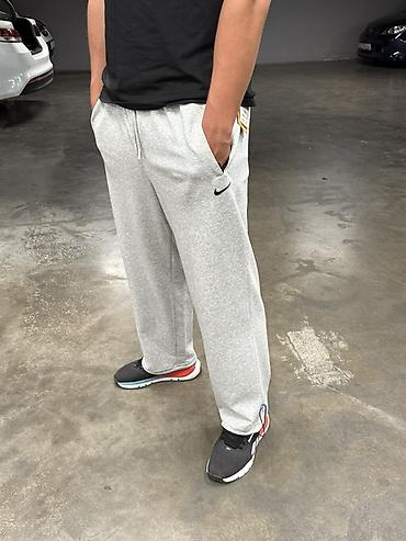 nike tech flecce: Мужские спортивные штаны-свобода кроя, светло-серый меланж. - — 7