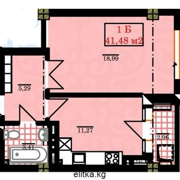 рассрочка квартира бишкек: 1 комната, 42 м², Элитка, 8 этаж