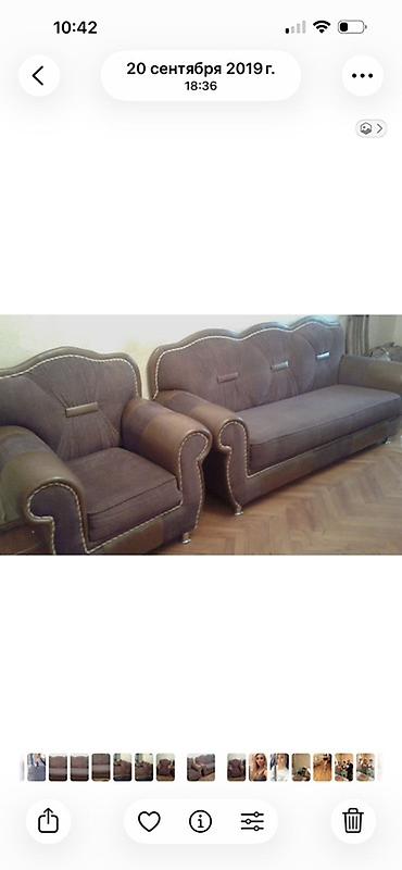 Klassik üslubda yumşaq mebel dəsti - Tərkib: 1 ədəd geniş üçnəfərlik