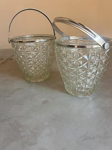 sutlac qabi: Şüşə dekorativ qab dəsti – 2 ədəd - Material: qalın, şəffaf — 1