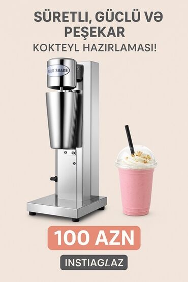 pive avadanligi: Süd kokteylləri üçün paslanmayan poladdan hazırlanmış mikser. Kafe