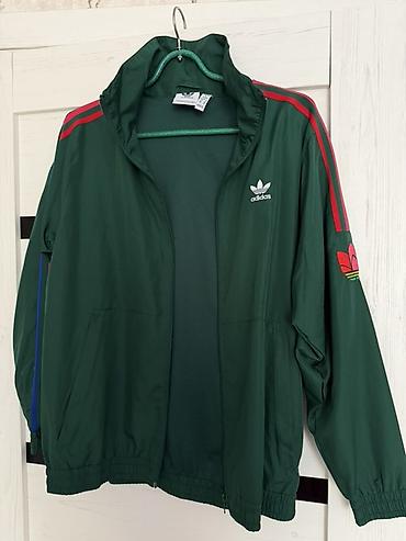 adidas куртка: Ветровка Adidas Originals - Цвет: темно‑зеленый - Логотип Trefoil на — 1