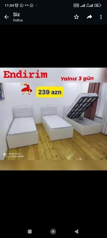 Çarpayılar: Yeni, Təknəfərlik çarpayı, Bazasız, Matras ilə, Siyirməsiz, Azərbaycan — 24