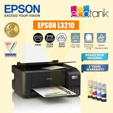 принтер цветной 3 в 1: Принтер EPSON Eco Tank L3210 Чернильный контейнер А4 «все в