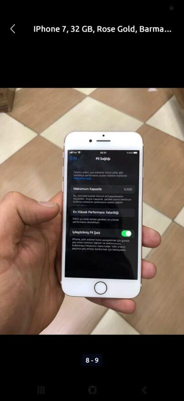 ayfon 1 telefon: IPhone 7, 32 GB, Rose Gold, Barmaq izi