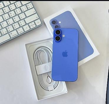 yığılma ayfonlar: IPhone 16, 256 GB, Göy, Zəmanət, Simsiz şarj, Face ID — 1