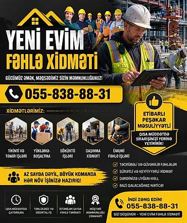 evlerin temiri ve dizayni: “Yeni Evim” fəhlə xidməti – peşəkar işçi komandası Xidmətlər: - — 1