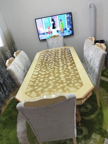 Restoran mebeli: Qonaq otağı üçün, Açılmayan, Dördbucaq masa, 6 stul