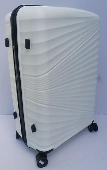 Putni koferi i torbe: Tvrdi kofer na točkiće – beli, moderno reljefno kućište - Materijal — 8