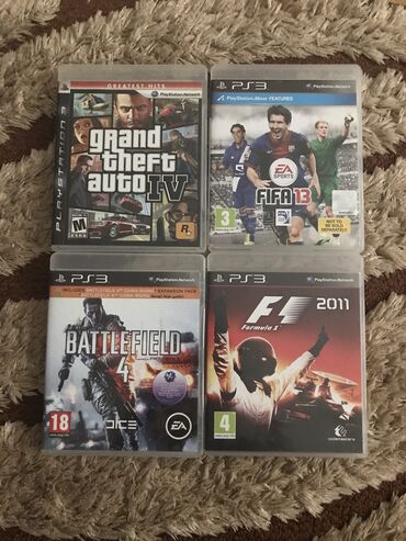 gta trilogy: 4 dene disk PS3çün. 
GTA 4
Formula-1 
Fifa-13
Battlefield 4