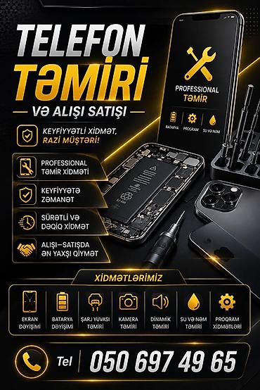 Ремонт телефонов, планшетов: Telefon təmiri və alışı-satışı Xidmətlər: - Ekran dəyişımi - Batareya — 1