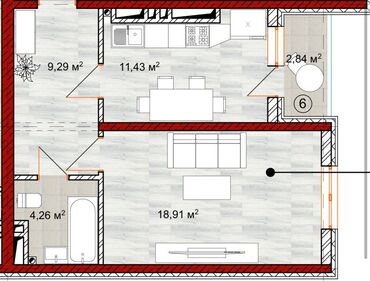 дешёвые дома: 1 комната, 46 м², Элитка, 12 этаж, ПСО (под самоотделку)