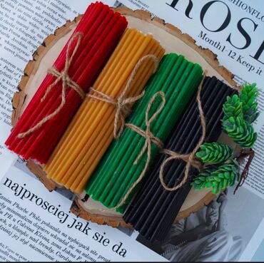 Свечи: Восковые свечи в розницу и оптом продаю . Розовый, жёлтый, чёрный — 6