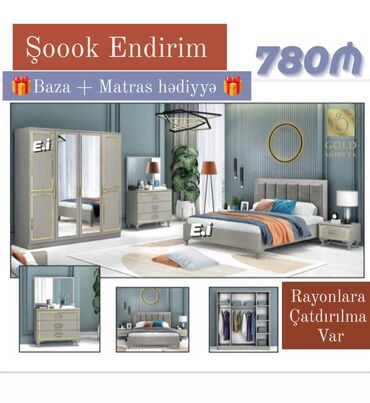 ikinci əl yataq dəstləri: *Yataq dəsti 780Azn 🎁Baza + Matras hədiyyə🎁* ✔️Rəng seçimi var ✔️ Ölçü