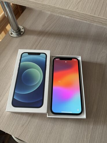 Apple iPhone: IPhone 12, Б/у, 64 ГБ, Pacific Blue, Чехол, Коробка, 77 %