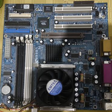 ddr2 1gb: Материнка biostar u8668 1000 чип intel celeron 1.7ггц 300сом Кулер