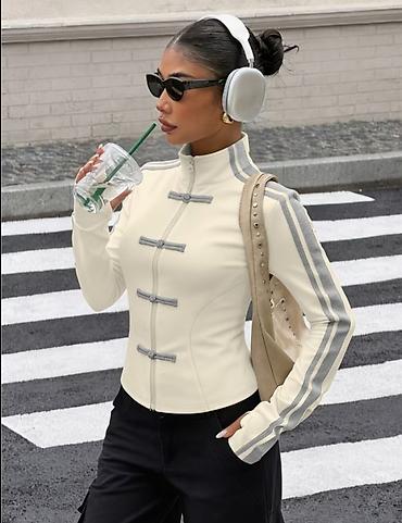 Qadınlar üçün “buttery-soft” teksturalı idman üslublu jaket - Yüksək