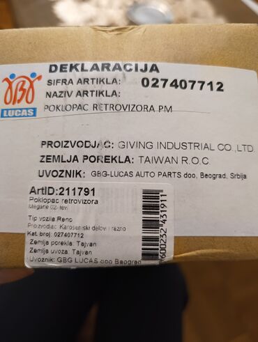 alu felne novi sad: Poklopac retrovizora Megane 02-levi, nov, neupotrebljen(pogrešna boja