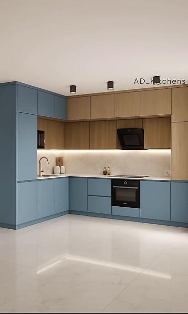 silver kitchen: Угловой кухонный гарнитур в современном минималистичном стиле. - — 1