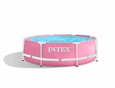 интекс: 244/76см. Каркасный бассейн Pink Metal Frame, Intex 28290. Размер — 7