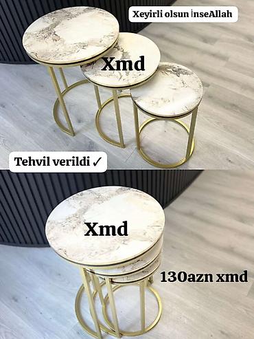 Masa və oturacaq dəstləri: Masa və 6 stul dəsti – Xmd • Komplekt: 1 yemək masası + 6 ədəd stul — 153