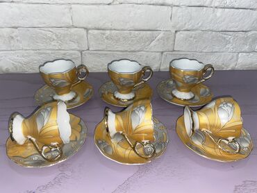 qab qaçaq: Кофейный набор, Фарфор, 6 персон, Турция