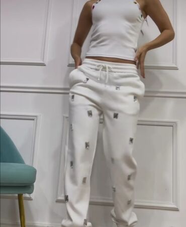 Trousers: S (EU 36), L (EU 40), Single-colored, color - White