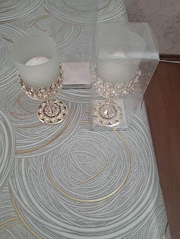 Şamdanlar: Zərif dekorativ şam qabları dəsti - Material: şüşə silindr formalı — 4