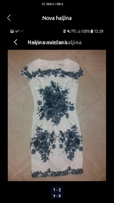 cvetna haljina: S (EU 36), bоја - Bela, Drugi stil, Kratkih rukava