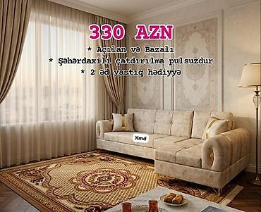 Divan və masa dəstləri: Künc divan dəsti – 330 AZN - Açılan mexanizmli, yataq funksiyalı - — 1