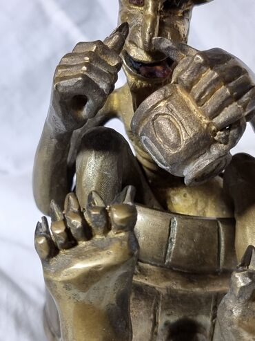 Антиквариат: Пепельница БРОНЗА . Антикварная. Раритет. Черт пьёт пиво. Привезли из — 5