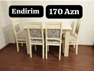 stol stul ucuz qiymete: Для гостиной, Новый, Прямоугольный стол, 4 стула