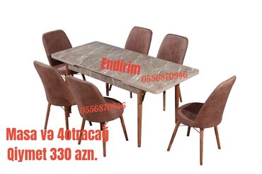 Masa və oturacaq dəstləri: Mətbəx üçün, Yeni, Açılan, Dördbucaq masa, 4 stul — 3