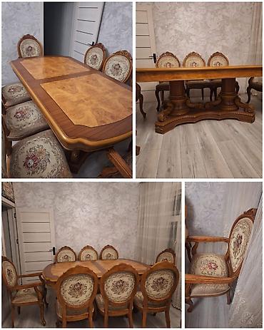 Qonaq otağı üçün, İşlənmiş, Oval masa, 8 stul