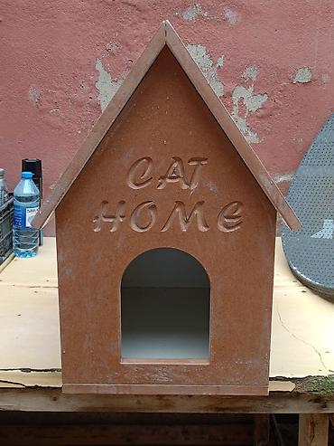 pişik adı: Pişik evi – “CAT HOME” yazılı - Material: sıxılmış ağac/taxta lövhə — 3