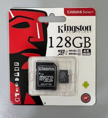 kamery 4 k: Карта памяти microSD Kingston Canvas Select SDXC/*SP HD 128 GB