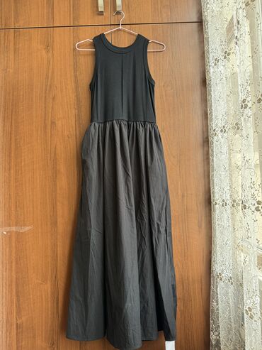 платья черное: Повседневное платье, Лето, Длинная модель, Прямое, One size