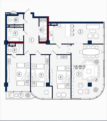 act: 4 комнаты, 180 м², Ала-Арча ТРЦ Элитка, 8 этаж, ПСО (под самоотделку) — 2
