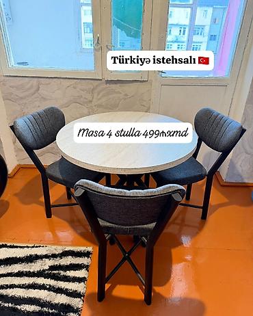 nerjaveka stol: Mətbəx üçün, Yeni, Açılmayan, Yumru masa, 4 stul — 1