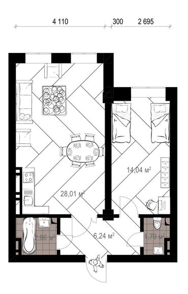 сайты недвижимости бишкек без посредников: 2 комнаты, 49 м², Элитка, 5 этаж, ПСО (под самоотделку)