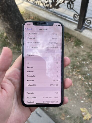 iphona x: IPhone X, 256 GB, Qara, Face ID, Zəmanət