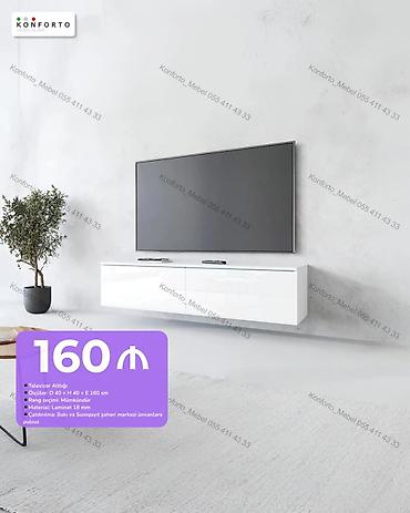 TV altlığı – asma model - Ölçülər: D 40 x H 40 x E 160 sm - Material