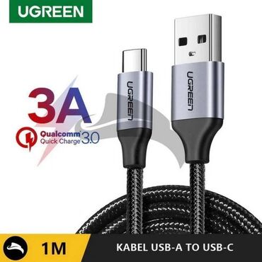 кабель usb: Кабель интерфейсный для USB Type-C UGREEN 60126, 1m, Black