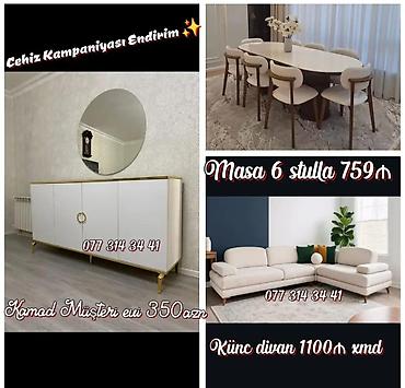 Cehiz kampaniyası – mebel dəsti - Masa + 6 stul: 759 ₼ • Oval lalafo.az -da Cehiz kampaniyası – mebel dəsti - Masa + 6 stul: 759 ₼ • Oval