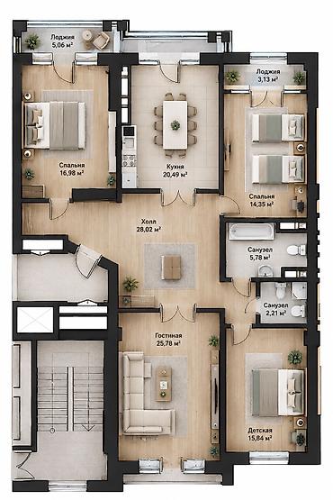Продажа квартир: 4 комнаты, 138 м², Моссовет Элитка, 14 этаж, ПСО (под самоотделку) — 9